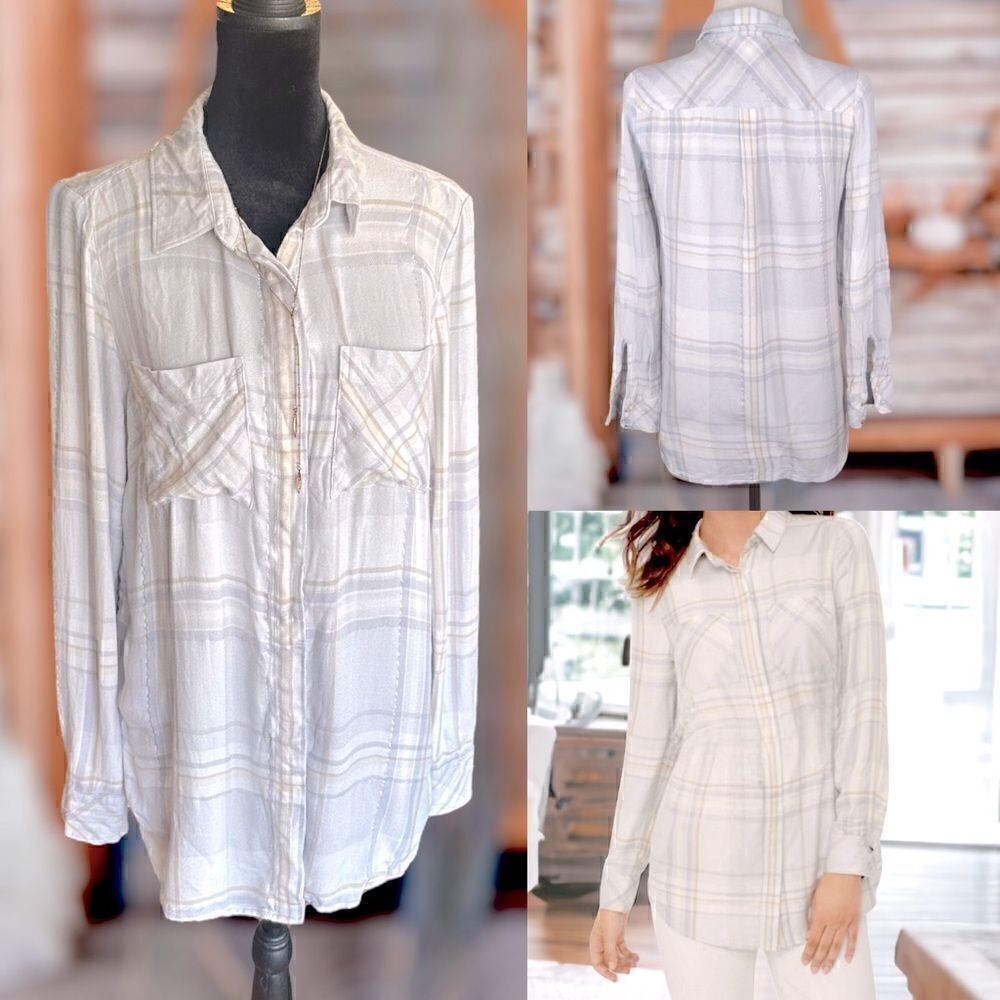 White House Black Market Button Down Top Size 12